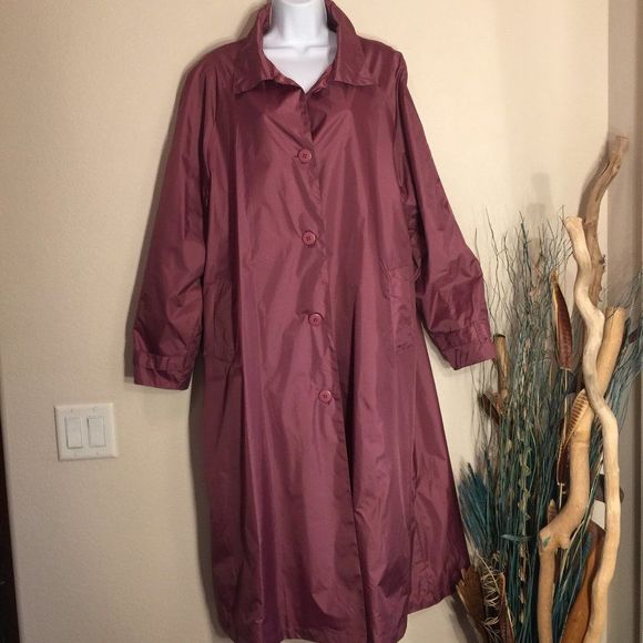 Serbin Sport Plum Travel Rain Coat XL Packable Windbreaker Jacket - Picture 1 of 8